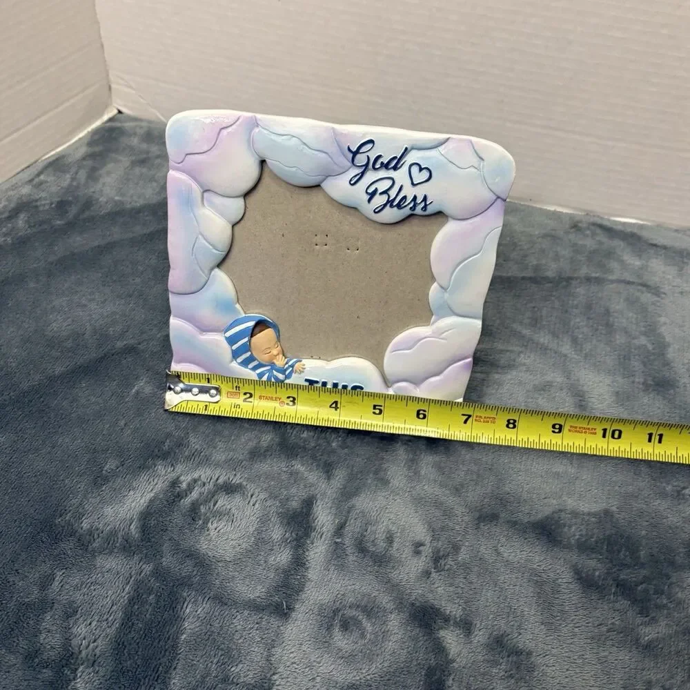 Dicksons God Bless This Baby Wood Easel Back Photo Frame